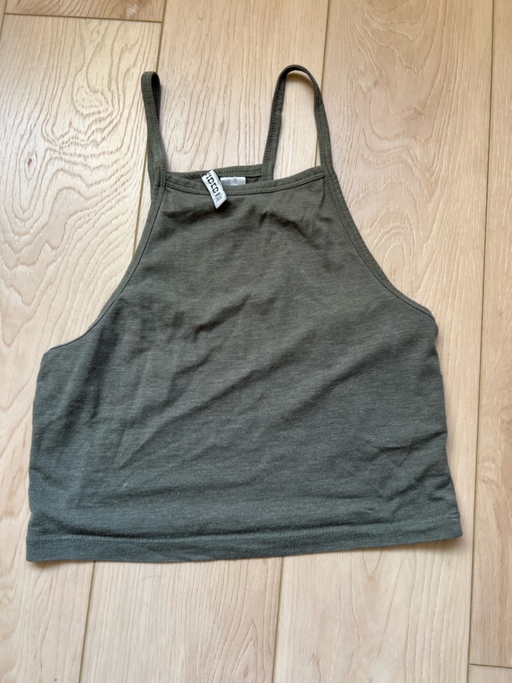 H&M Olive Green Slim-Strap Cropped Tank
